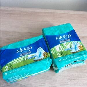 2 packages of Always Ultra Thin Advanced Pads with CoreBoost 88 pads
